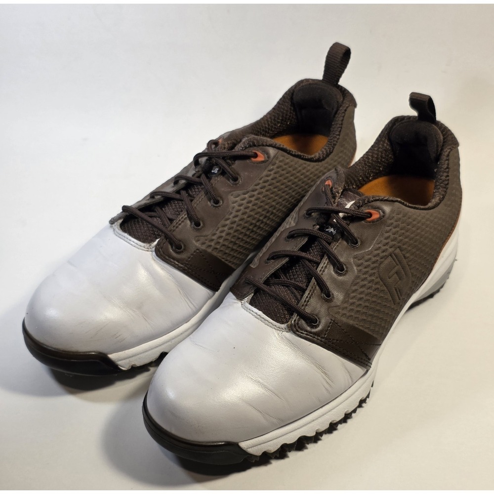 FootJoy Contour Series Golf Shoes Womens 7.5M White Brown Orange 54096 EUC - Picture 2 of 10